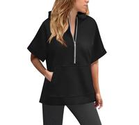 Sudadera con capucha genérica para mujer con Quart Zip - Sudadera con capucha ligera para mujer con mangas con capucha elegante con dos bolsillos sudadera Color sólido Tops Primavera Otoño Sudadera