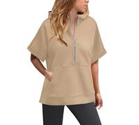 Sudadera con capucha genérica para mujer con Quart Zip - Sudadera con capucha ligera para mujer con mangas con capucha elegante con dos bolsillos sudadera Color sólido Tops Primavera Otoño Sudadera