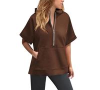 Sudadera con capucha genérica para mujer con Quart Zip - Sudadera con capucha ligera para mujer con mangas con capucha elegante con dos bolsillos sudadera Color sólido Tops Primavera Otoño Sudadera