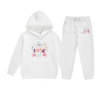 Sudadera con capucha genérica para niños 2026 de gran tamaño manga larga con letra impresa Top Jersey Pantalones Moda Occidental Invierno Grueso Ropa Corsage(White, 4-5 Years)
