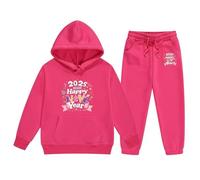 Sudadera con capucha genérica para niños 2026 de gran tamaño manga larga con letra impresa Top Jersey Pantalones Moda Occidental Invierno Grueso Ropa Corsage(4-5 Years)