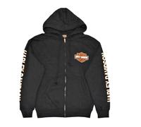 Harley-Davidson Men's Hooded Sweatshirt, Bar & Shield Zip Black Hoodie 30299142