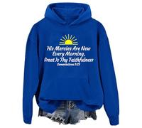 Sudadera con capucha His Mercies Are New Every Morning, His Mercies Are New Every Morning, azul real, XXL