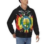 Sudadera con Capucha Hombre Impresión Bolivia, Un País Multiétnico Emblema Nacional Cremallera Completa Cárdigan Tejido Ligero Elástico Bolsillos Laterales Clásicos Trabajo Hogar Exterior Casual