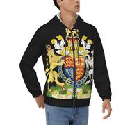 Sudadera con Capucha Hombre Impresión Reino Unido De Gran Bretaña E Irlanda del Norte Emblema Nacional Cremallera Completa Cazadora Anti-Viento Caliente Bolsillos Prácticos Fácil De Ponerse Sudadera