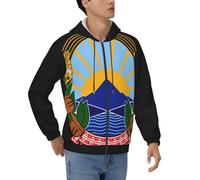 Sudadera Con Capucha Hombre Impresión República De Macedonia Del Norte Emblema Nacional Cremallera Completa Cazadora Anti-Viento Caliente Bolsillos Prácticos Fácil De Ponerse Sudadera Deportiva Casual