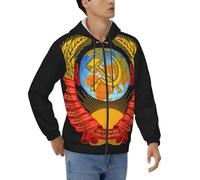 Sudadera Con Capucha Hombre Impresión Unión De Repúblicas Socialistas Soviéticas Emblema Nacional Cremallera Completa Cazadora Suave Cómoda Poliéster Bolsillos Laterales Duradero Estilo Casual Clásico