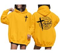 Sudadera con capucha "I Can Do All Things Through Christ Who Strengthens Me" para mujer, amarillo, S