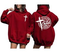 Sudadera con capucha "I Can Do All Things Through Christ Who Strengthens Me" para mujer, Burdeos, XL
