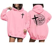 Sudadera con capucha "I Can Do All Things Through Christ Who Strengthens Me" para mujer, rosa, M