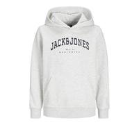 JACK & JONES JUNIOR ECALEB Varsity Sweat Hood SN JNR, Sudadera con Capucha Niños, White Melange/Fit:Loose,