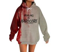Sudadera con capucha informal de primavera 2026 con estampado de letras de Halloween para otoño e invierno, Rojo De La Sandía, XXL