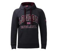 Sudadera con capucha Itzu para hombre, diseño London/England, con capucha, de algodón, Union Jack, gris oscuro, XL