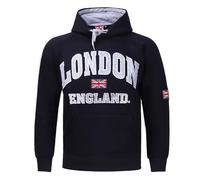 Sudadera con capucha Itzu para hombre, diseño London/England, con capucha, de algodón, Union Jack, Negro, M