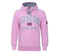 Sudadera con capucha Itzu para hombre, diseño London/England, con capucha, de algodón, Union Jack, rosa pastel, L