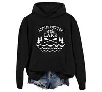 Sudadera con capucha Life Is Better At The Lake Life Is Better At The Lake, Negro, S