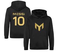 Sudadera con capucha Lionel Messi para niños inspirada en el fútbol - Ropa de fútbol para niños - Camiseta Messi para niños y niñas - Regalo para niños de 3 a 13 años - Número 10 #10, Negro, 5-6 Años