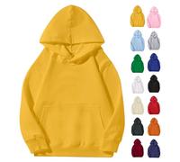 Sudadera con capucha lisa para niñas, de microforro polar, de gran tamaño, manga larga, antibolitas, casual, a la moda, ligera, uniforme escolar unisex (azul cielo, 7-8 años)