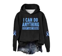Sudadera con capucha lisa y acogedora para mujer, con texto en inglés "I Anything Except Make Awareness", sudadera de manga larga para regalos de Navidad al aire libre, Negro, XXL