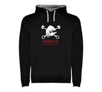 Sudadera con Capucha Loquillo Logotipo Hombre Negra Bicolor Tallas S M L XL XXL HUDI (L)