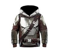 Sudadera con Capucha Mandaloriana, SW Movie Cosplay Accesorios para Disfraces Impresión 3D Unisex Niños Pequeños Disfraz De Halloween Película Poliéster Suéter De Moda (E,M)