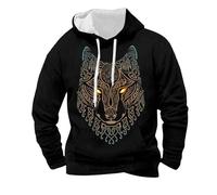 Sudadera con capucha medieval para hombre, diseño de mitología nórdica, corte regular, estilo retro, ropa de calle, informal, cálido, de invierno, con capucha, 02 negro., XL