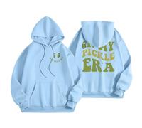 Sudadera con Capucha Mujer Diseño Divertido de Pickle Gráfico Otoño 2026 (Light Blue, S) #7096