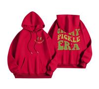 Sudadera con Capucha Mujer Diseño Divertido de Pickle Gráfico Otoño 2026 (Red, S) #7106