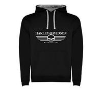 Sudadera con Capucha Negra Bicolor con Logotipo de La Polla Records Hombre Tallas S M L XL XXL (as4, Alpha, l, Regular, Regular, L)