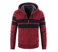 Sudadera con capucha negra para hombre, jersey de invierno Longarm Plus terciopelo grueso sudadera con capucha a rayas suéter de moda chaqueta cárdigan para hombre sudadera oliva, rojo, XXL