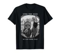Sudadera con Capucha Open The Door Peephole We Just Wanna Talk Cats Camiseta