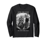 Sudadera con Capucha Open The Door Peephole We Just Wanna Talk Cats Manga Larga