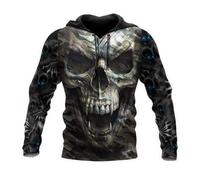 Sudadera con Capucha Original Impresa en 3D para Hombre Sudadera de Estilo gótico con Motivo de Calavera Sudadera con Capucha de Estilo Urbano con Bolsillos