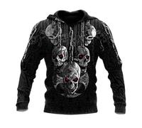 Sudadera con Capucha Original Impresa en 3D para Hombre Sudadera de Estilo gótico con Motivo de Calavera Sudadera con Capucha de Estilo Urbano con Bolsillos