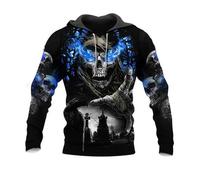 Sudadera con Capucha Original Impresa en 3D para Hombre Sudadera de Estilo gótico con Motivo de Calavera Sudadera con Capucha de Estilo Urbano con Bolsillos