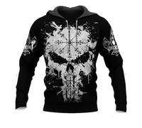 Sudadera con Capucha Original Impresa en 3D para Hombre Sudadera de Estilo gótico con Motivo de Calavera Sudadera con Capucha de Estilo Urbano con Bolsillos