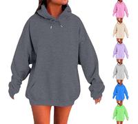 Sudadera con capucha Oversiz - Sun Hoodie para mujer, anti UV, sudaderas al aire libre, sudaderas, otoño, abrigo informal, abrigos versátiles, holgados, con cordón de gran tamaño, alto liso, gris, XS
