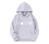 Sudadera con capucha Oversized Gráfico Corazón Adolescente Chica - Jersey Preppy de manga larga, cálida moda otoño invierno moda para niñas y ocio activo, blanco, 2-3 años