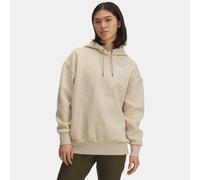 Sudadera con capucha oversized Under Armour Icon Fleece para mujer City Khaki Light Heather / Blanco L