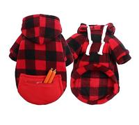 Sudadera con Capucha para Acampar Perros Ropa Temática A Cuadros A Cuadros Pijamas Cachorros De Suéter Cálido con Bolsillo Mascotas