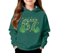 Sudadera con capucha para el Día de San Patricio 67 con números impresos, para vacaciones, divertidas, 6, 7, meme, novedad, casual, ropa de calle para niños, verde oscuro, 3-4 años