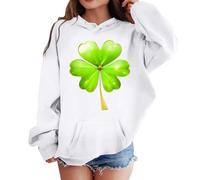 Sudadera con capucha para el día de San Patricio, de manga larga, suave, acogedora, color blanco