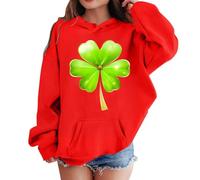 Sudadera con capucha para el día de San Patricio, de manga larga, suave, acogedora, color rojo
