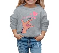 Sudadera con capucha para el día de San Valentín 2026, otoño e invierno, de moda, con estampado de dedos, para niños, gris, 2-3 años