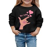 Sudadera con capucha para el día de San Valentín 2026, otoño e invierno, de moda, con estampado de dedos, para niños, Negro, 5-6 años