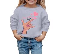 Sudadera con capucha para el día de San Valentín 2026, otoño e invierno, de moda, con estampado de dedos, para niños, Gris Claro, 4-5 años