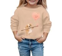 Sudadera con capucha para el día de San Valentín, otoño e invierno, para San Valentín, a la moda, con estampado de cachorro, para niños, caqui, 18-24 meses