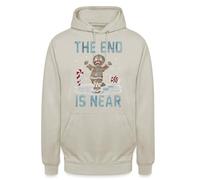 Sudadera con capucha para galletas | The End is Near | Ugly Christmas Sweater Navidad Sudadera con capucha, piedra natural, M