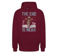 Sudadera con capucha para galletas | The End is Near | Ugly Christmas Sweater Navidad Sudadera con capucha, granate, S