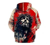 Sudadera con capucha para hombre 3D con estampado de Jesús cristiano, moda unisex, sudadera de otoño ropa de calle casual camiseta de manga larga suéter estampado sudadera deportiva sudaderas con